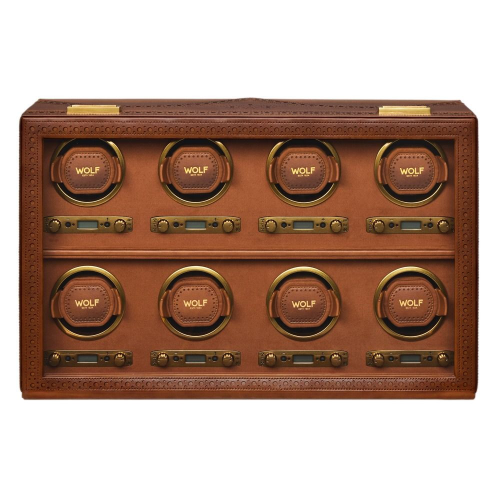 Wolf Brogue 8-Piece watch winder — Burnished Brown